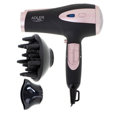 Adler | Hair Dryer | AD 2248b ION | 2200 W | Number of temperature settings 3 | Ionic function | Diffuser nozzle | Black/Pink - 3